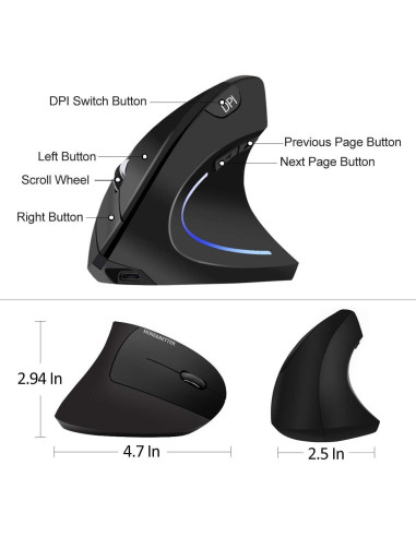 Ratón Inalámbrico Ergonómico More&Better Vertical 800-1600 DPI