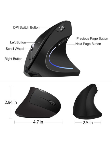Ratón Inalámbrico Ergonómico More&Better Vertical 800-1600 DPI