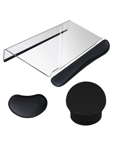 Juego de 4 Soportes de Teclado Acrílico con Almohadillas Ergonómicas