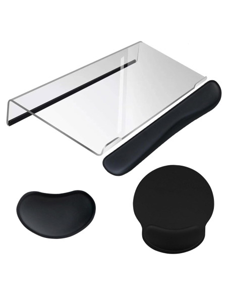 Juego de 4 Soportes de Teclado Acrílico con Almohadillas Ergonómicas Juego de 4 Soportes de Teclado Acrílico con Almohadillas Ergonómicas