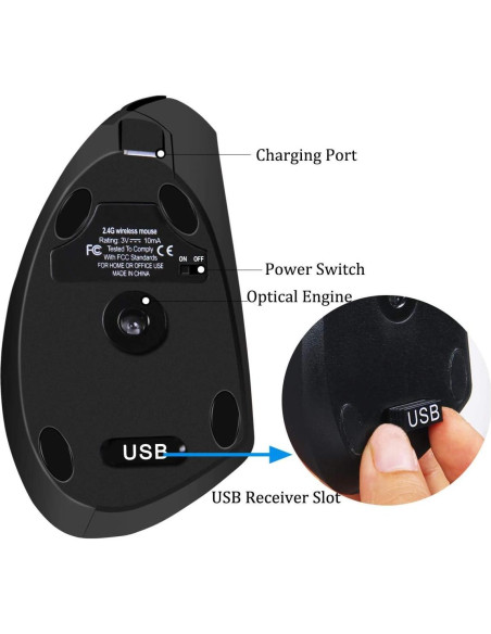 Ratón Inalámbrico Ergonómico More&Better Vertical 800-1600 DPI