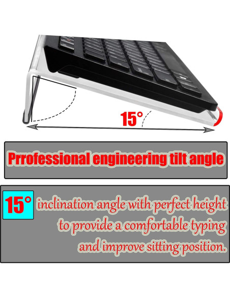 Juego de 4 Soportes de Teclado Acrílico con Almohadillas Ergonómicas Juego de 4 Soportes de Teclado Acrílico con Almohadillas Ergonómicas