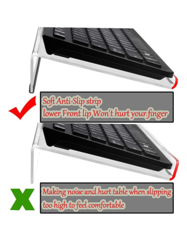 Juego de 4 Soportes de Teclado Acrílico con Almohadillas Ergonómicas