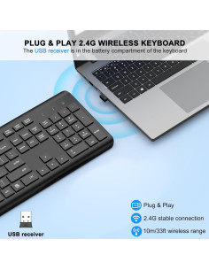 Teclado Inalámbrico EDJO Silencioso USB Ergonómico 2.4G 2