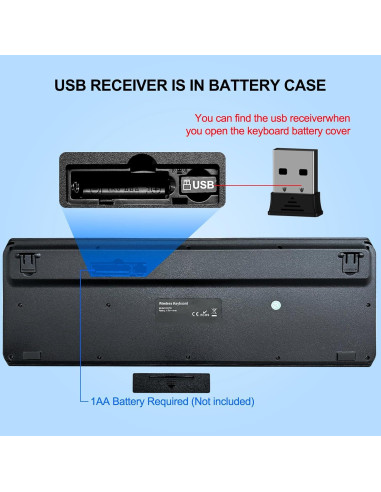 Teclado Inalámbrico EDJO Silencioso USB Ergonómico 2.4G