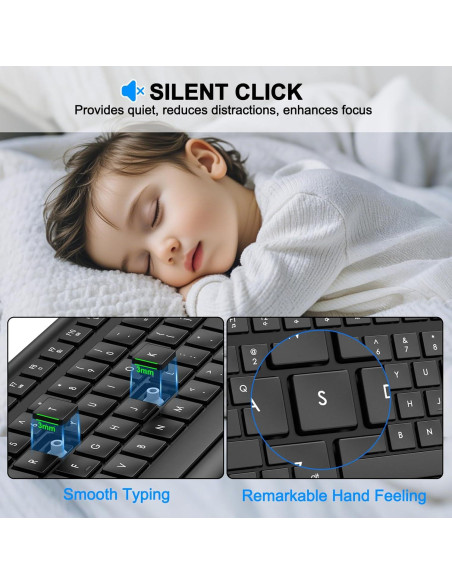 Teclado Inalámbrico EDJO Silencioso USB Ergonómico 2.4G