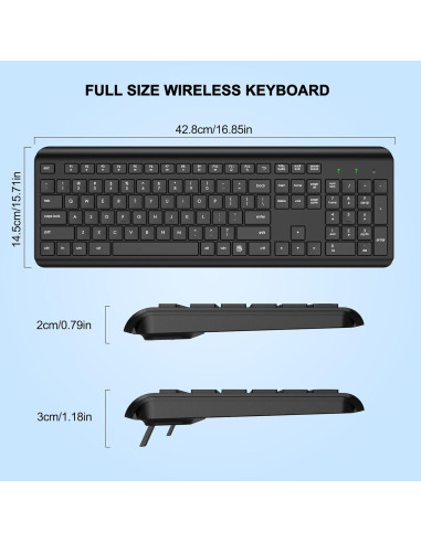 Teclado Inalámbrico EDJO Silencioso USB Ergonómico 2.4G