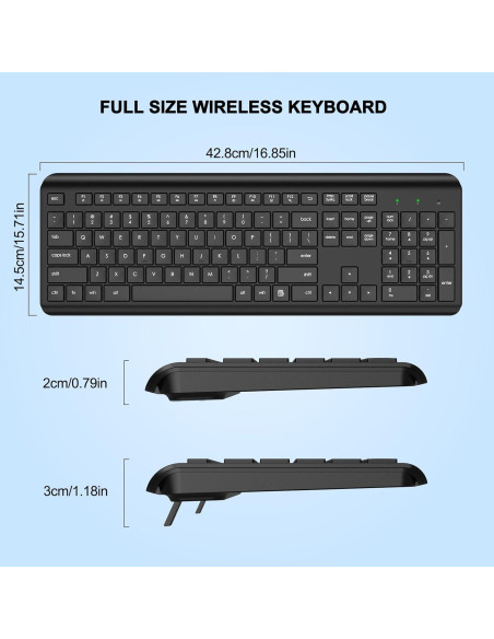 Teclado Inalámbrico EDJO Silencioso USB Ergonómico 2.4G