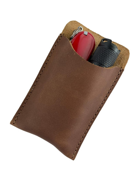 Funda de bolsillo EDC Hide & Drink en cuero de grano completo