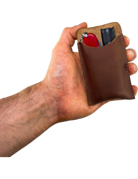 Funda de bolsillo EDC Hide & Drink en cuero de grano completo