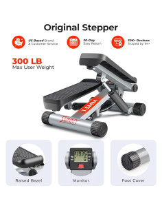 Mini Stepper Sunny Health & Fitness con bandas de resistencia 2