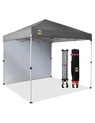 Carpa Plegable 8x8 CROWN SHADES con Pared Lateral Gris