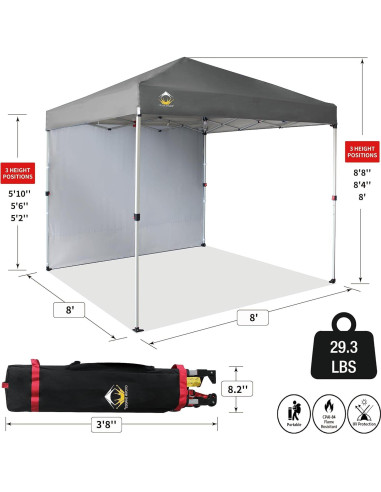 Carpa Plegable 8x8 CROWN SHADES con Pared Lateral Gris