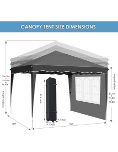 Carpa Plegable Arlopu 10x10ft Negra con 4 Paredes Laterales 2