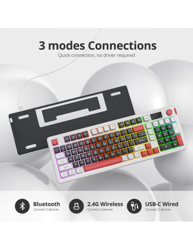 Teclado Inalámbrico RGB CJXSP 96% con Pantalla y Perilla