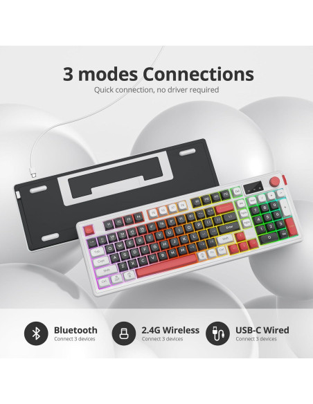 Teclado Inalámbrico RGB CJXSP 96% con Pantalla y Perilla