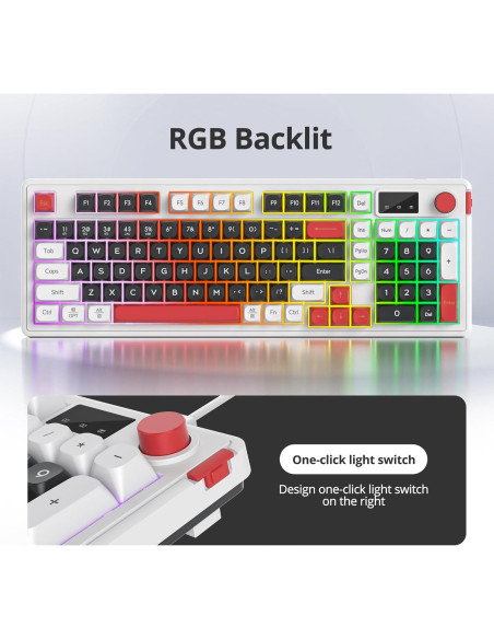 Teclado Inalámbrico RGB CJXSP 96% con Pantalla y Perilla