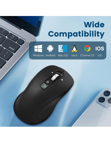 Ratón Inalámbrico Bluetooth CITLLA L360, 4 Vías, Negro