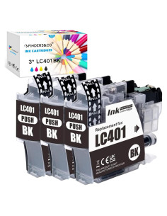Cartuchos de Tinta Negra F FINDERS&CO LC401BK - Paquete de 3