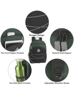 Mochila Summit Ridge 20L Verde/Negro con Cordón Bungee 2