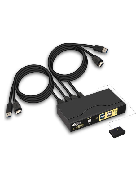 Interruptor KVM 4K 2 Puertos HDMI CKLau con Audio y USB 3.0