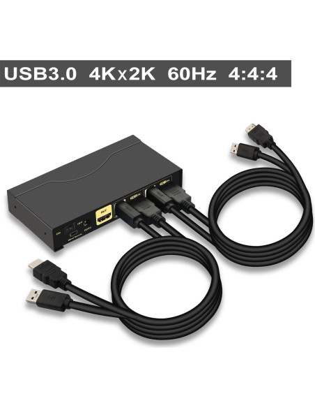 Interruptor KVM 4K 2 Puertos HDMI CKLau con Audio y USB 3.0