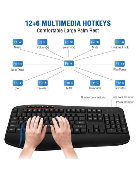 Combo Teclado y Ratón Inalámbrico EDJO Grande con Reposamanos Combo Teclado y Ratón Inalámbrico EDJO Grande con Reposamanos