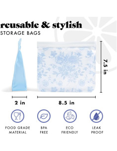 Bolsas de Almacenamiento Reutilizables Fit & Fresh 3 Piezas PEVA 2
