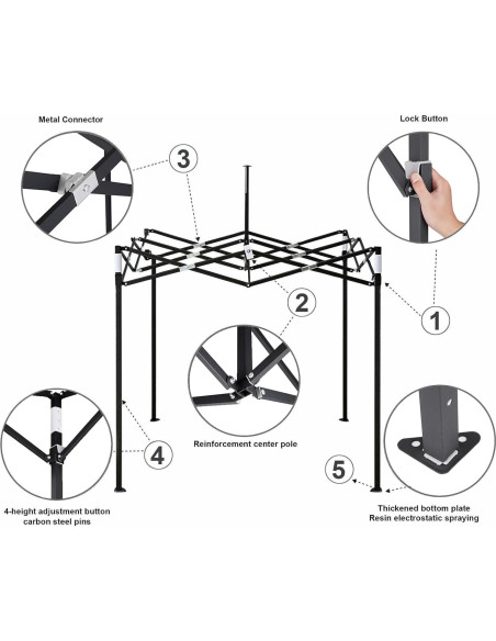Tienda de Dosel Plegable 5x5 AMERICAN PHOENIX Blanca