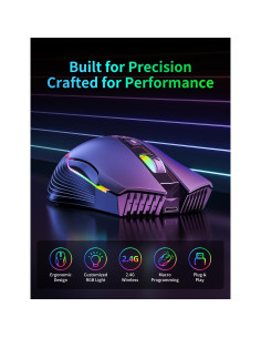 Ratón Gaming Inalámbrico ONITOON CW905 RGB Ergonómico 2