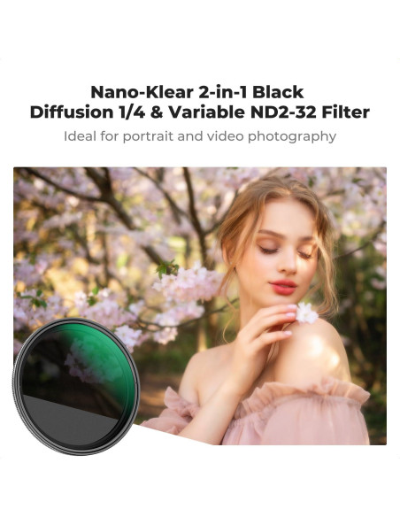 Filtro de Difusión Negra y ND Variable K&F Concept 82mm Filtro de Difusión Negra y ND Variable K&F Concept 82mm