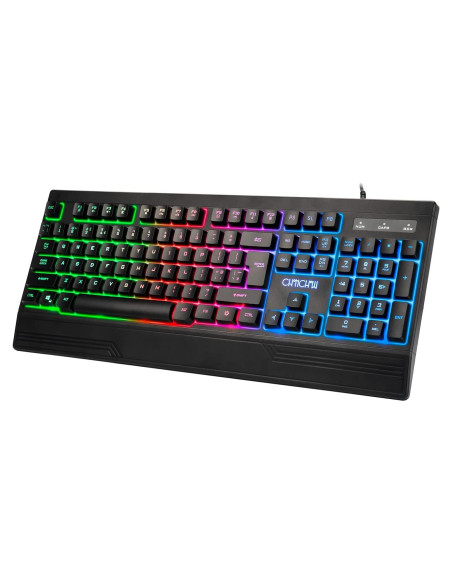 Teclado Ergonómico LED CHONCHOW 104 Teclas RGB para Juegos