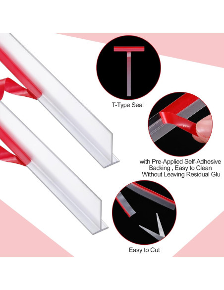 Tira de Sello de Puerta de Ducha Nuanchu 1.85m Transparente - 2 Pcs