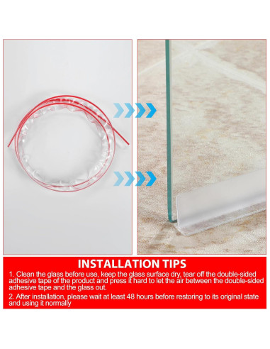 Tira de Sello de Puerta de Ducha Nuanchu 1.85m Transparente - 2 Pcs