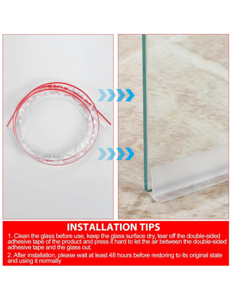 Tira de Sello de Puerta de Ducha Nuanchu 1.85m Transparente - 2 Pcs