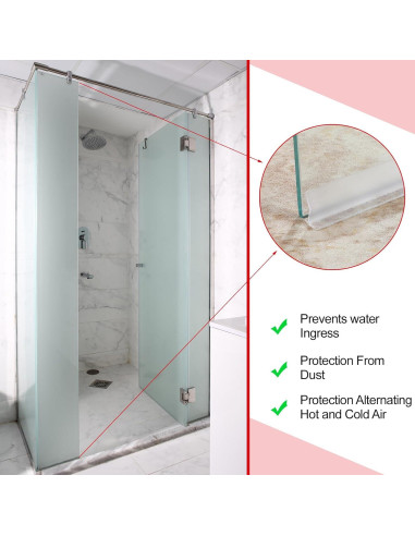 Tira de Sello de Puerta de Ducha Nuanchu 1.85m Transparente - 2 Pcs