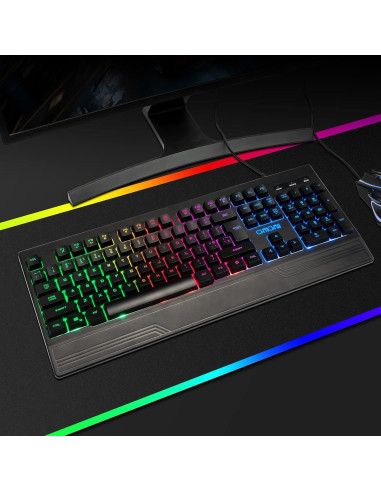 Teclado Ergonómico LED CHONCHOW 104 Teclas RGB para Juegos