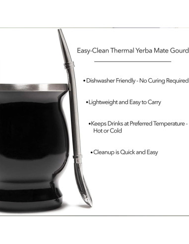 Juego de Taza de Yerba Mate ABM&Y con 2 Pajillas y Cepillo