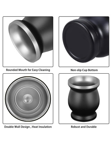 Juego de Taza de Yerba Mate ABM&Y con 2 Pajillas y Cepillo