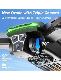 Dron HYTOBP S166 GPS con cámara 4K, 3 baterías, motor sin escobillas 2