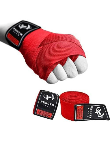 Vendajes de Mano de Boxeo ProGym Gear 4.5m Rojo Elástico