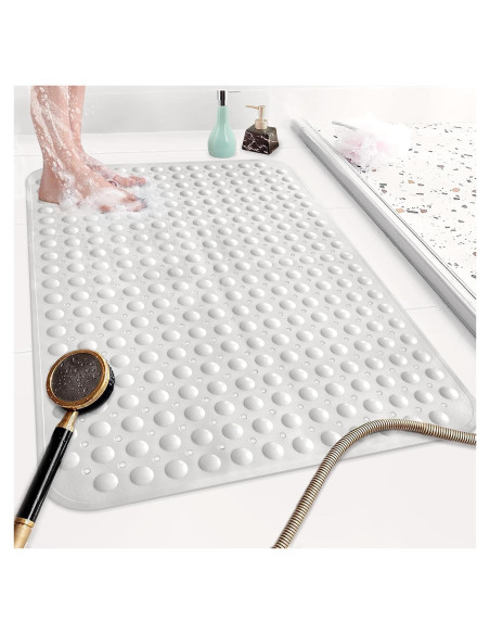 Alfombra de Ducha Antideslizante Mofonky 90x60 cm TPE Blanca