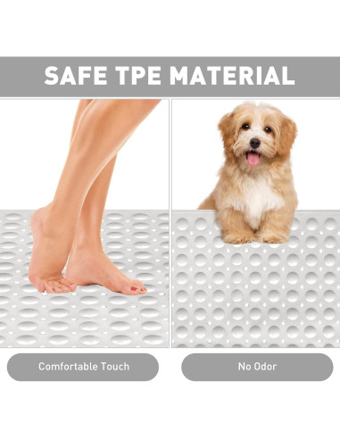 Alfombra de Ducha Antideslizante Mofonky 90x60 cm TPE Blanca