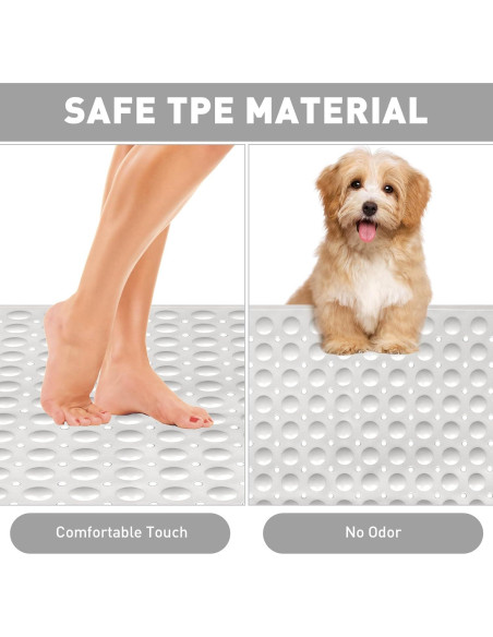 Alfombra de Ducha Antideslizante Mofonky 90x60 cm TPE Blanca