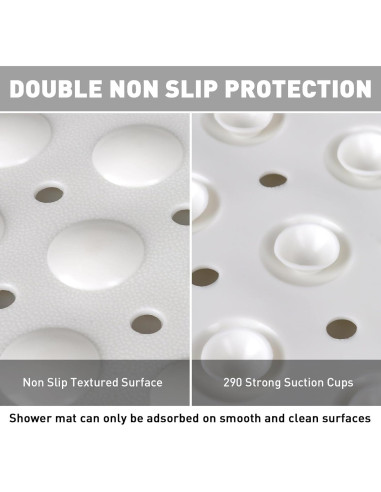 Alfombra de Ducha Antideslizante Mofonky 90x60 cm TPE Blanca