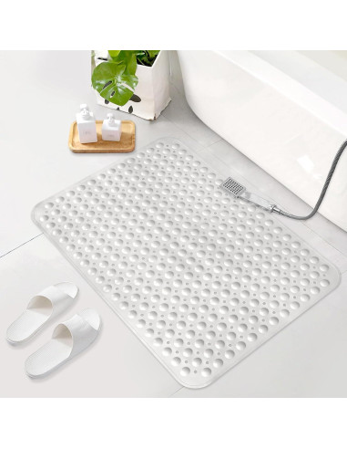 Alfombra de Ducha Antideslizante Mofonky 90x60 cm TPE Blanca