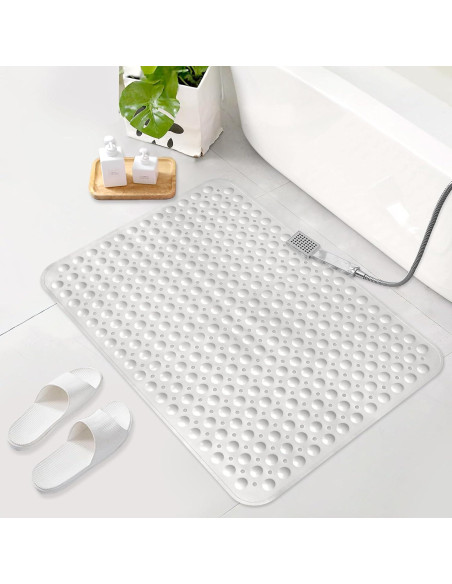 Alfombra de Ducha Antideslizante Mofonky 90x60 cm TPE Blanca