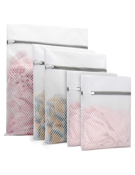 5 Bolsas de Lavandería Malla Panal Muchfun - 1 Grande 40x50cm