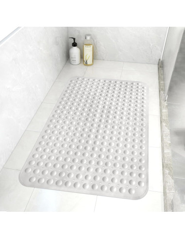 Alfombra de Ducha Antideslizante Mofonky 90x60 cm TPE Blanca