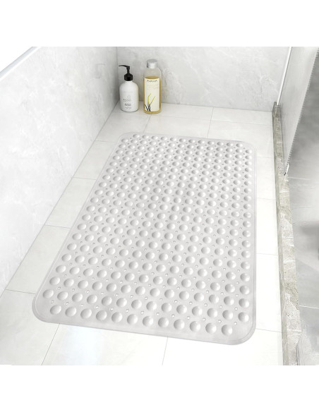 Alfombra de Ducha Antideslizante Mofonky 90x60 cm TPE Blanca